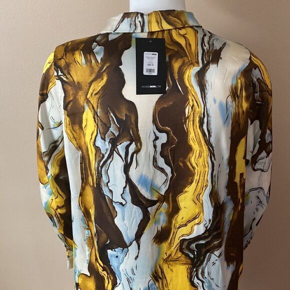 NWT- Fashion Nova Satin Shirt Dress - Size 1X - Picture 17 of 17